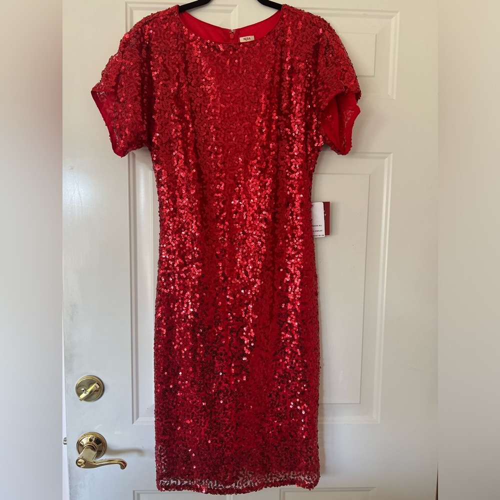 Reba Red Short Sequin Dresss